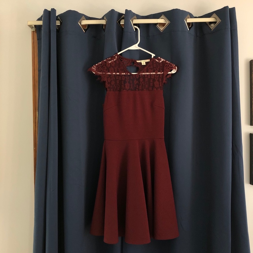 BOGO Miami burgundy lace skater dress